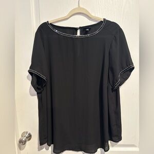 Torrid Black Blouse with Silver Trim